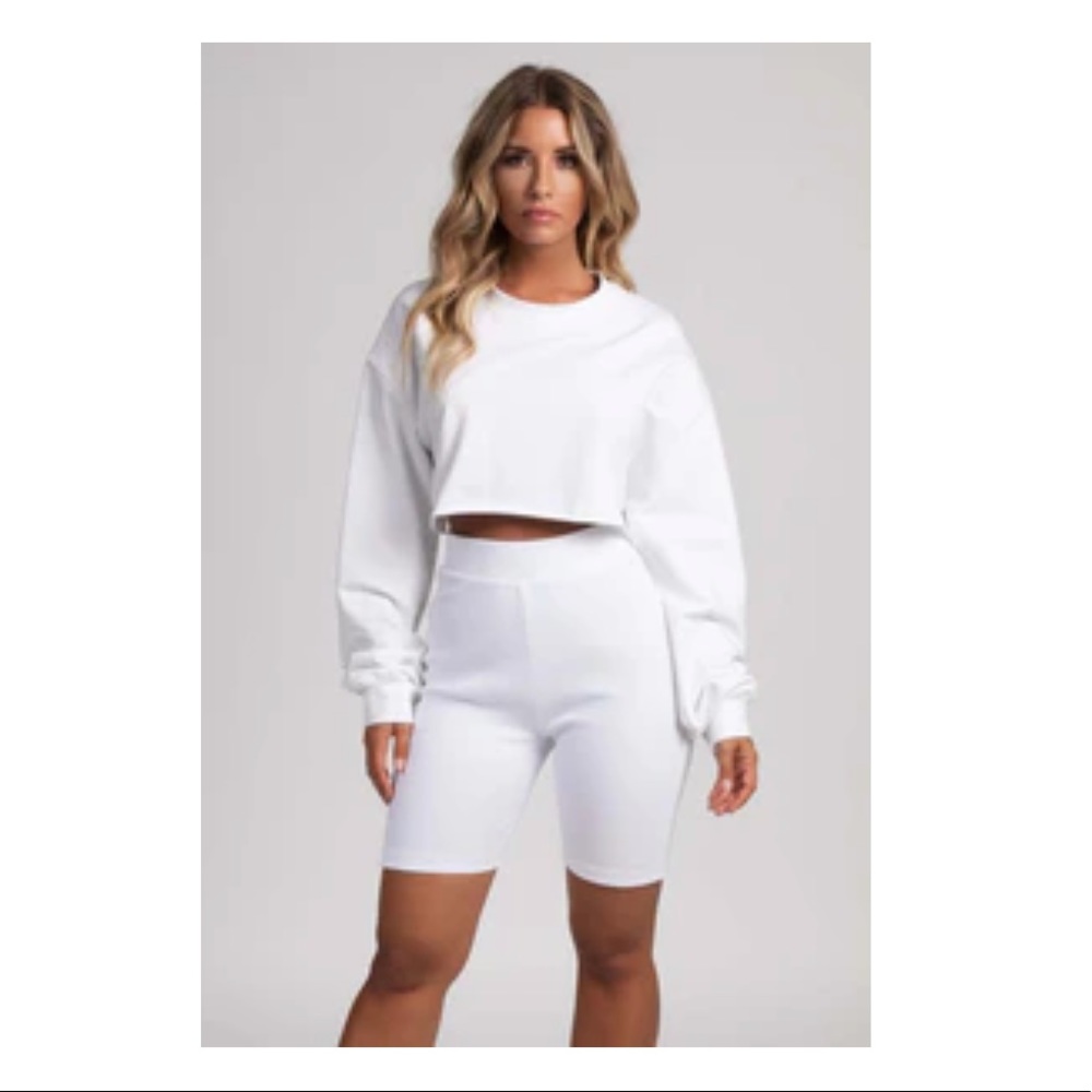 White Meshki Cropped Sweatshirt
